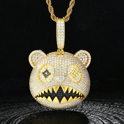 S925 Moissanite Hungry Bear Pendant