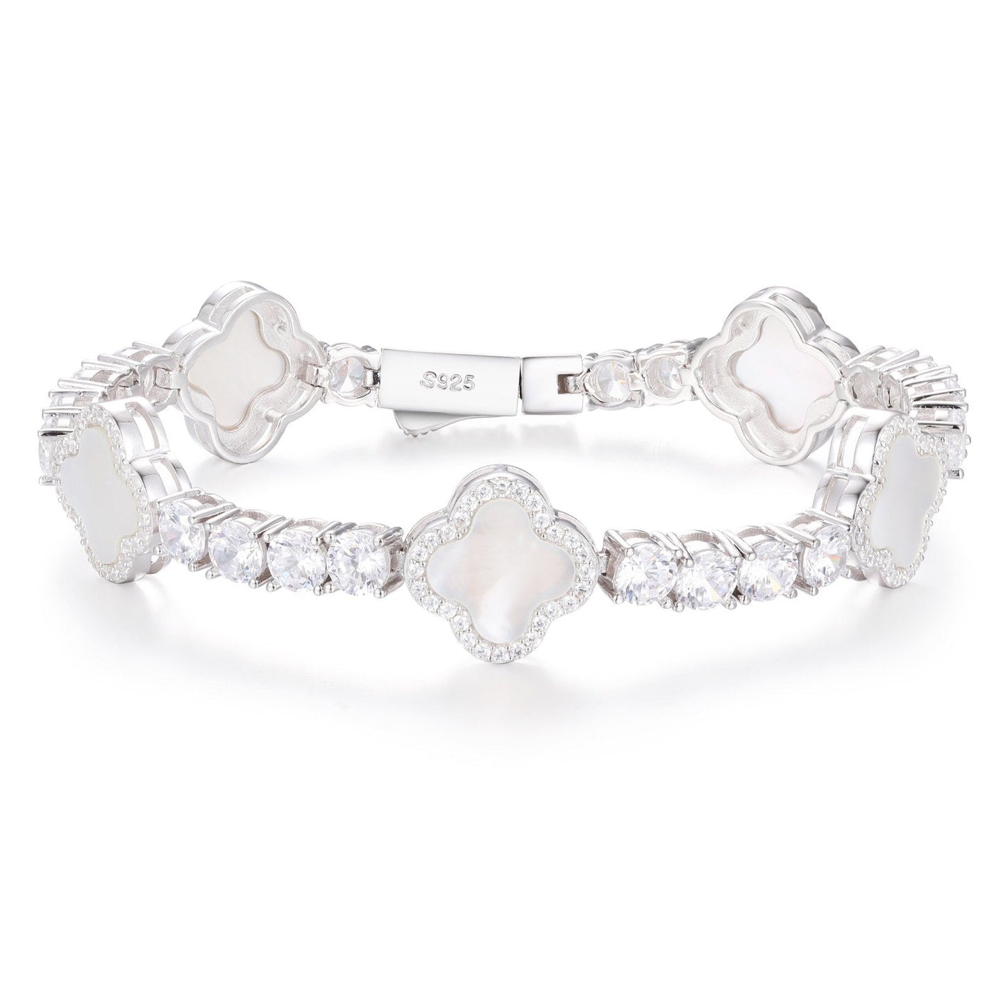 12mm S925 Moissanite Enamel Four Leaf Clover Tennis Bracelet
