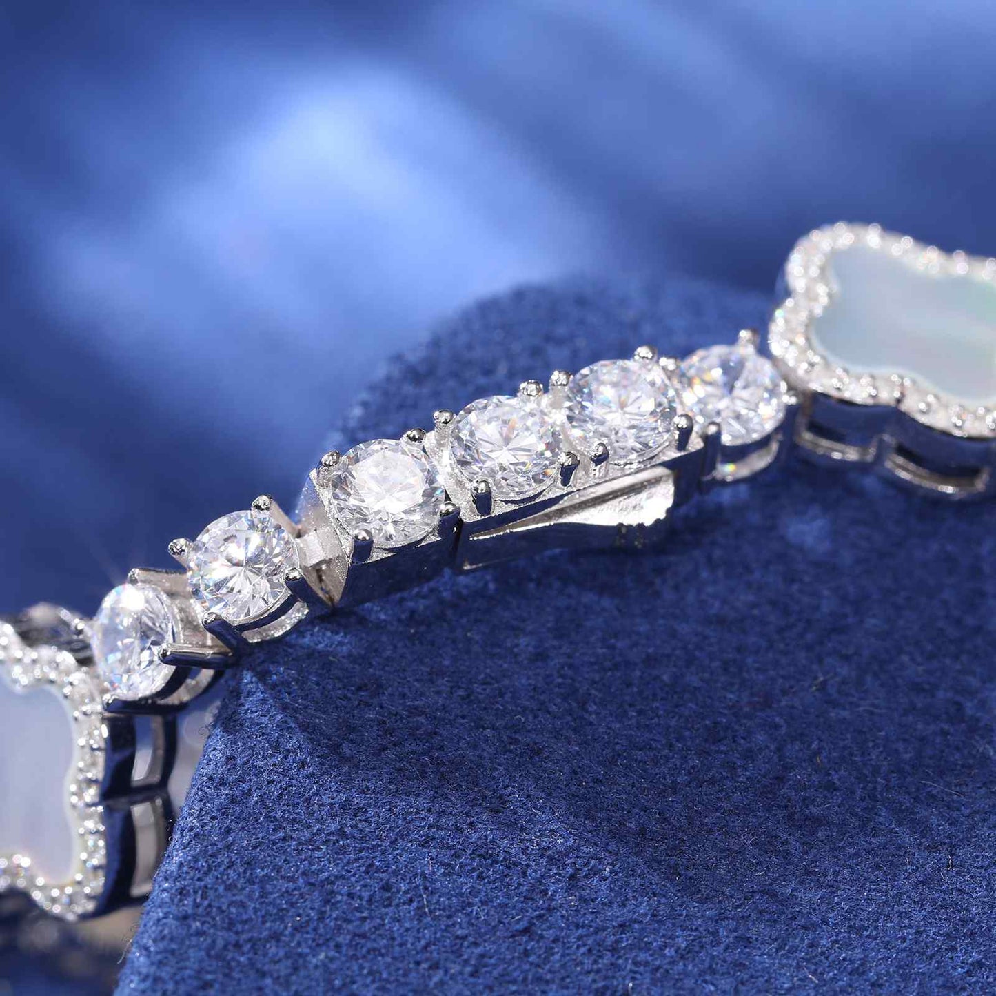 12mm S925 Moissanite Enamel Four Leaf Clover Tennis Bracelet