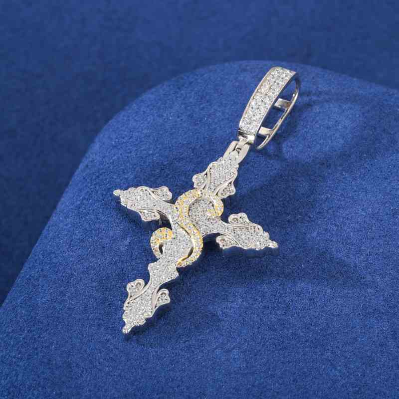 S925 Moissanite Cross Pendant With Letter S