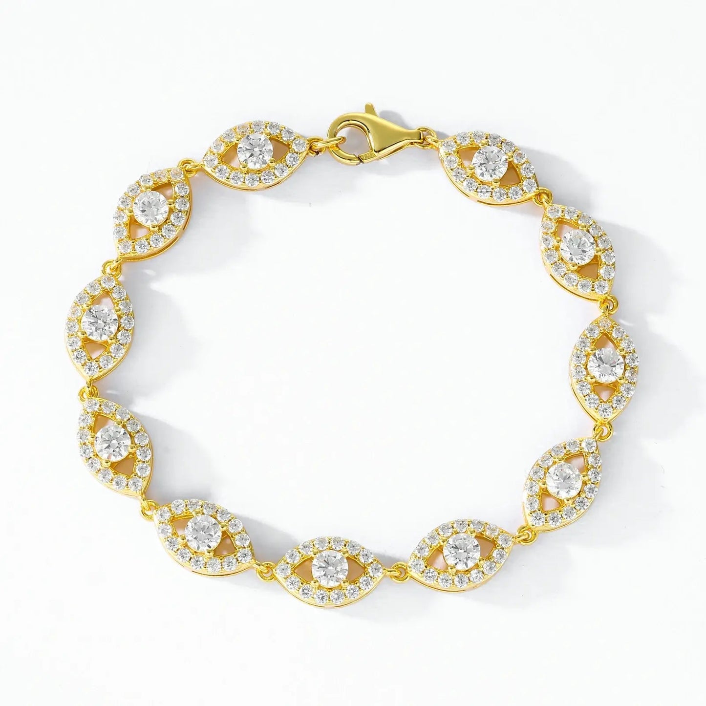 14mm S925 Moissanite Evil Eye Link Bracelet