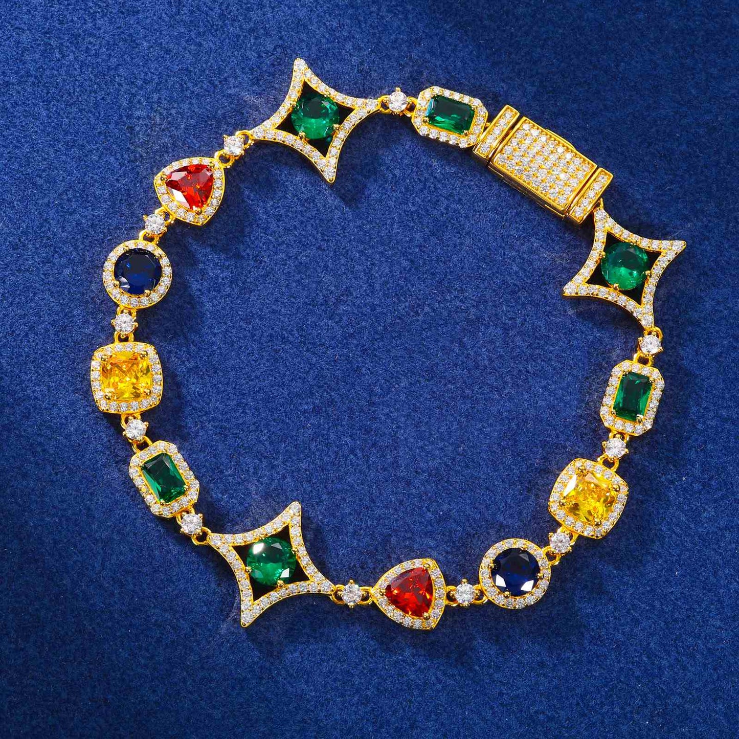 18mm S925 Moissanite Colored Star Halo Tennis Bracelet