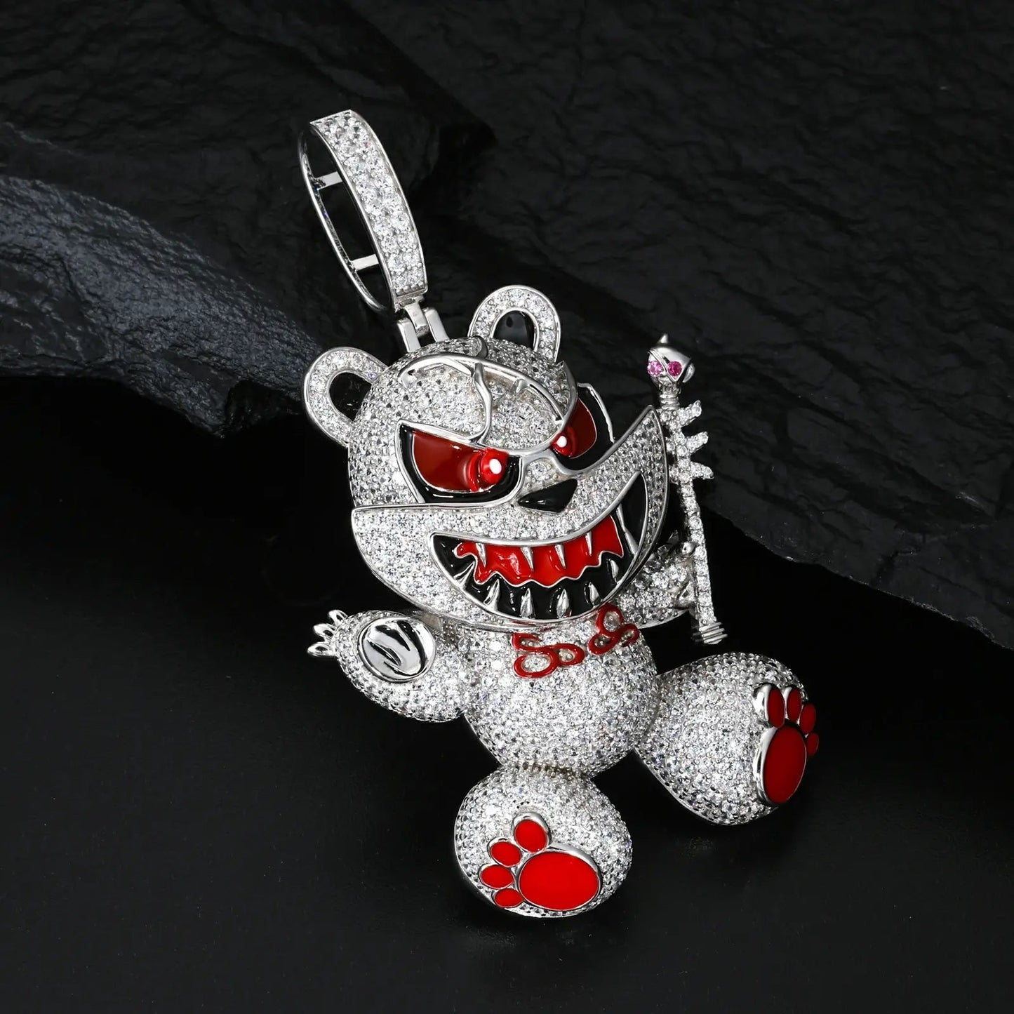 S925 Moissanite Evil Bear Pendant