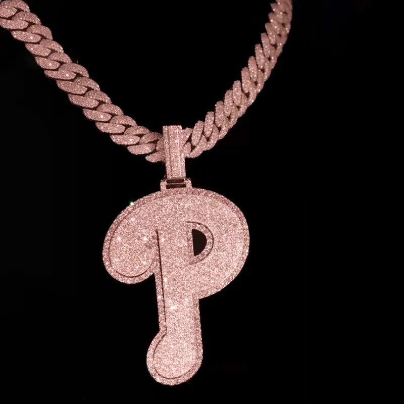 S925 Moissanite Sparkle Letter "P" Pendant