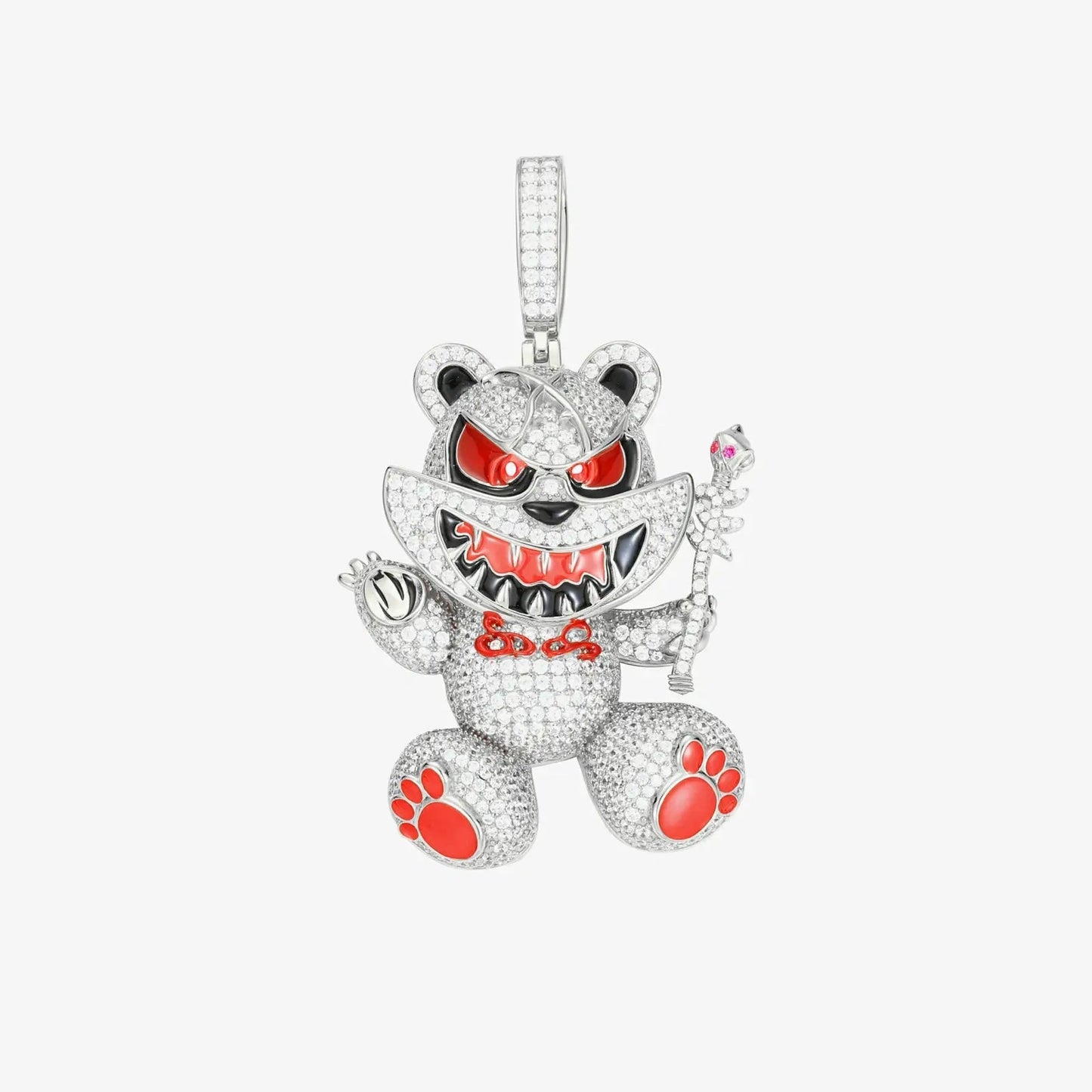 S925 Moissanite Evil Bear Pendant