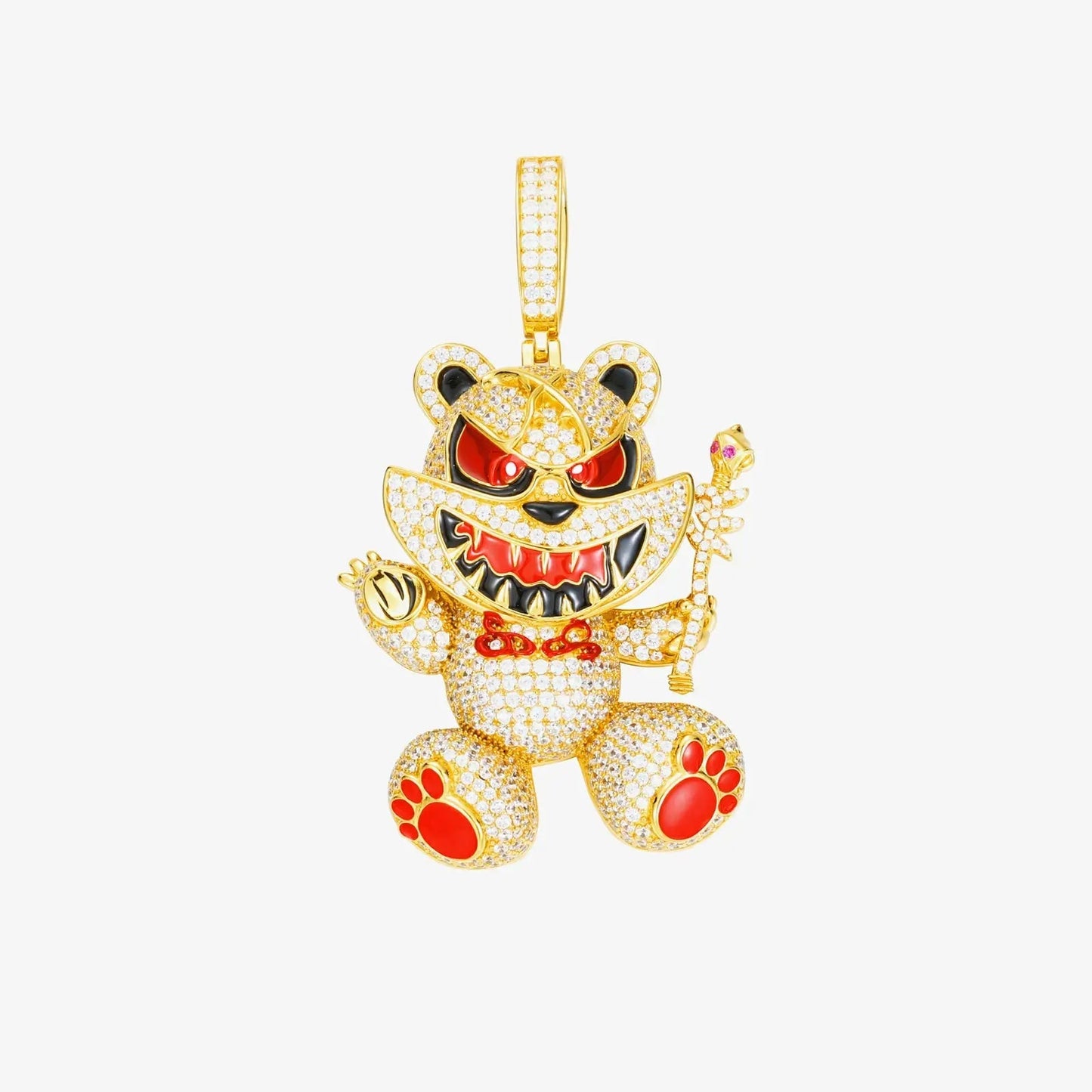 S925 Moissanite Evil Bear Pendant