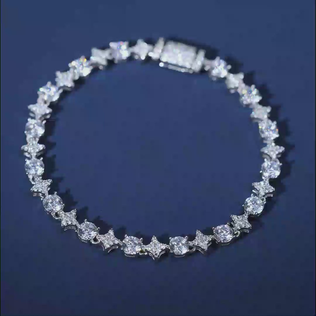 6mm 8mm S925 Moissanite Star Tennis Bracelet