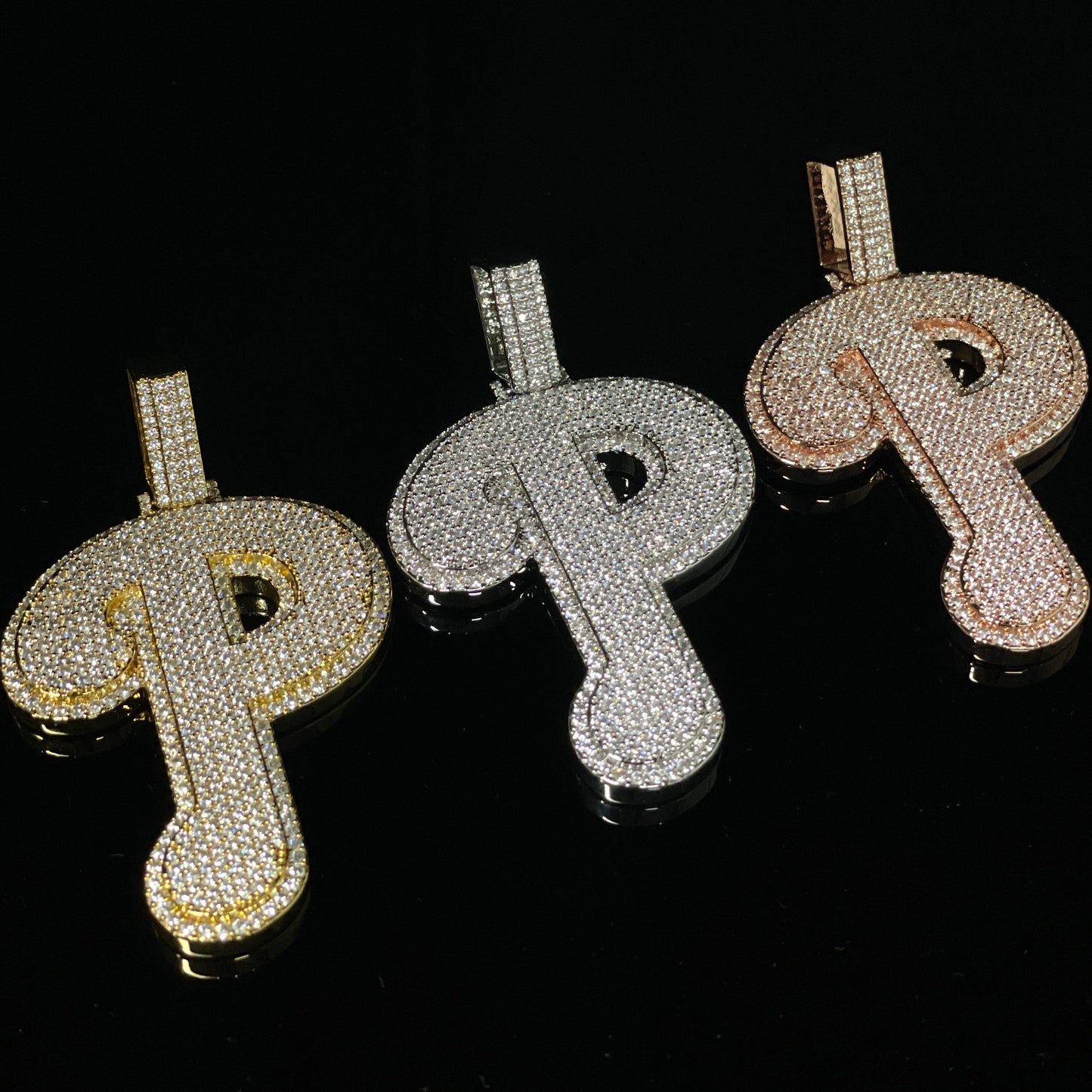 S925 Moissanite Sparkle Letter "P" Pendant