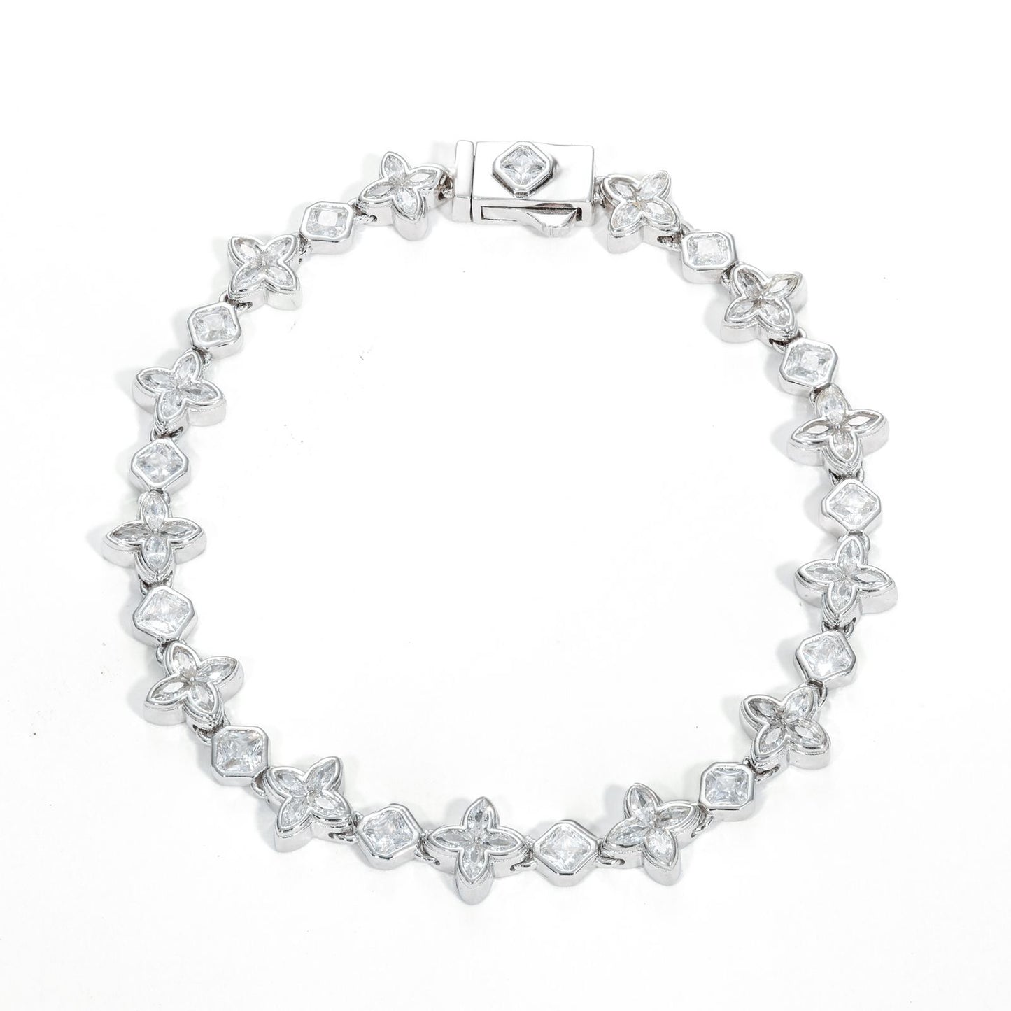 7mm S925 Moissanite Quadrangle Tennis Bracelet