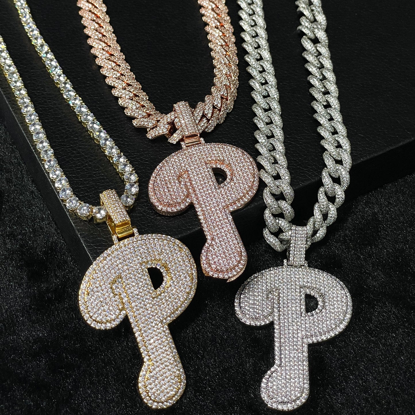 S925 Moissanite Sparkle Letter "P" Pendant