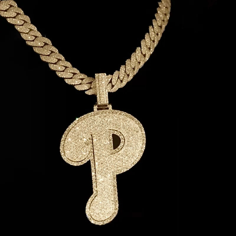 S925 Moissanite Sparkle Letter "P" Pendant