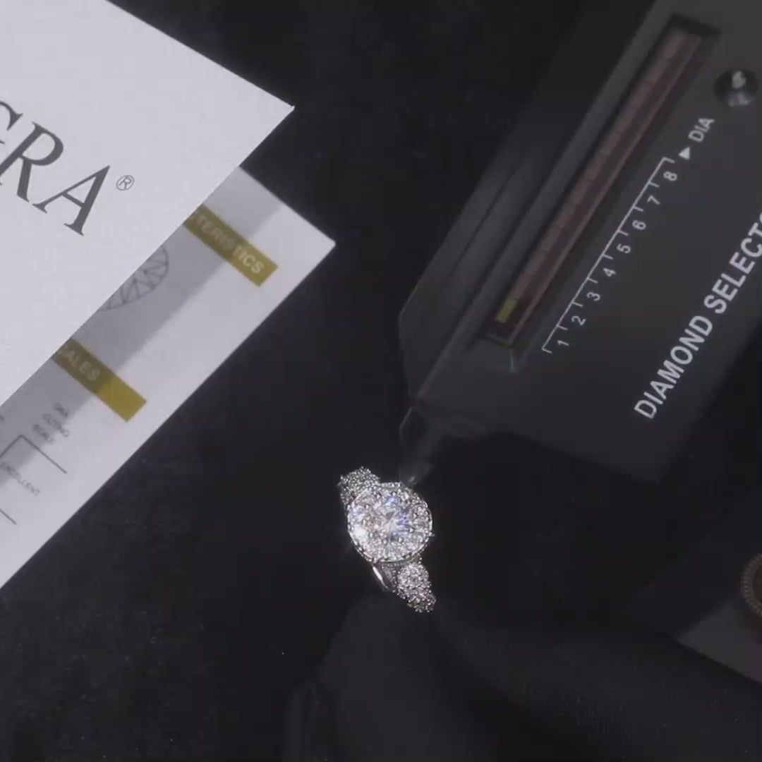S925 Moissanite Halo Engagement Ring