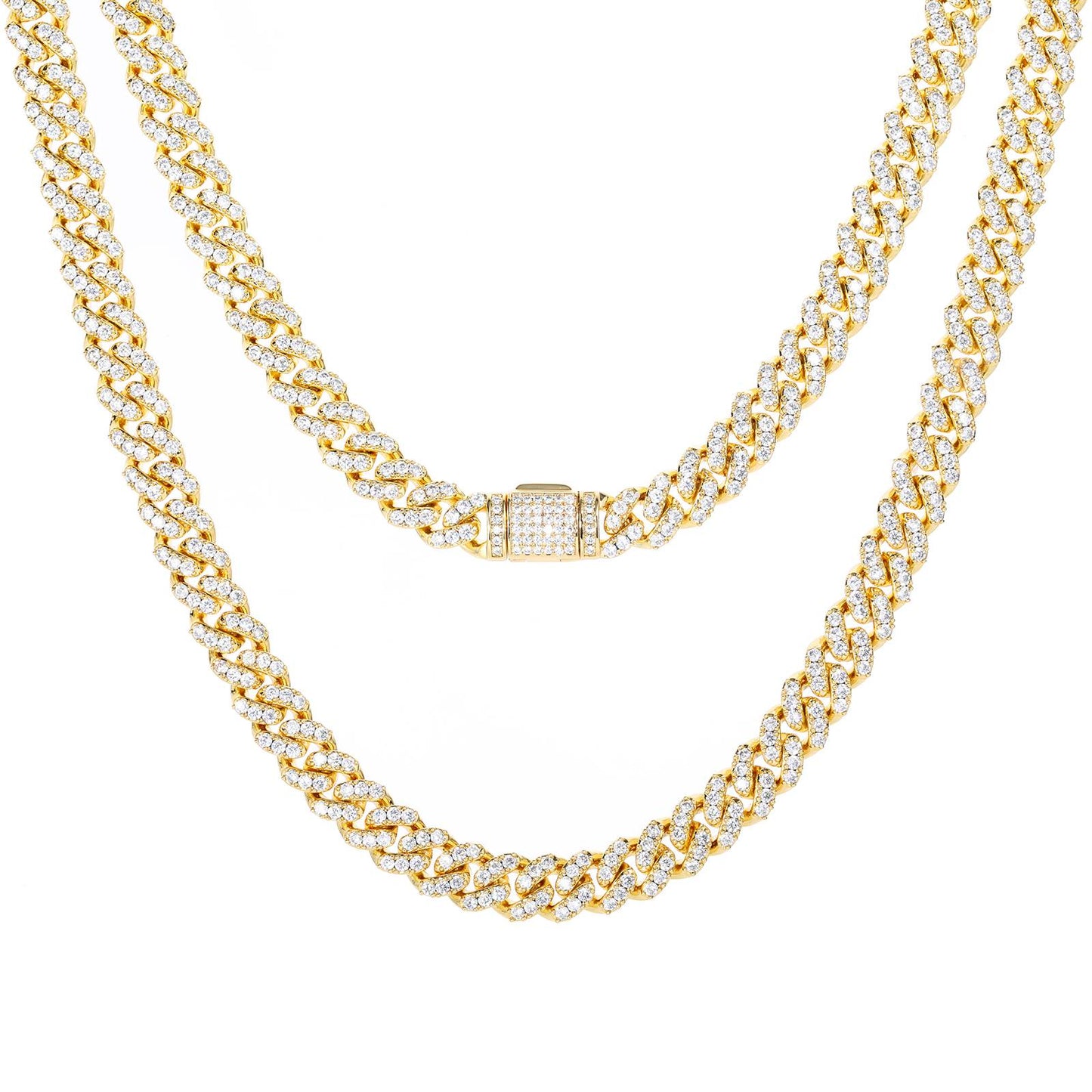 8mm Prong 1 Row CZ Diamond Cuban Link Chain