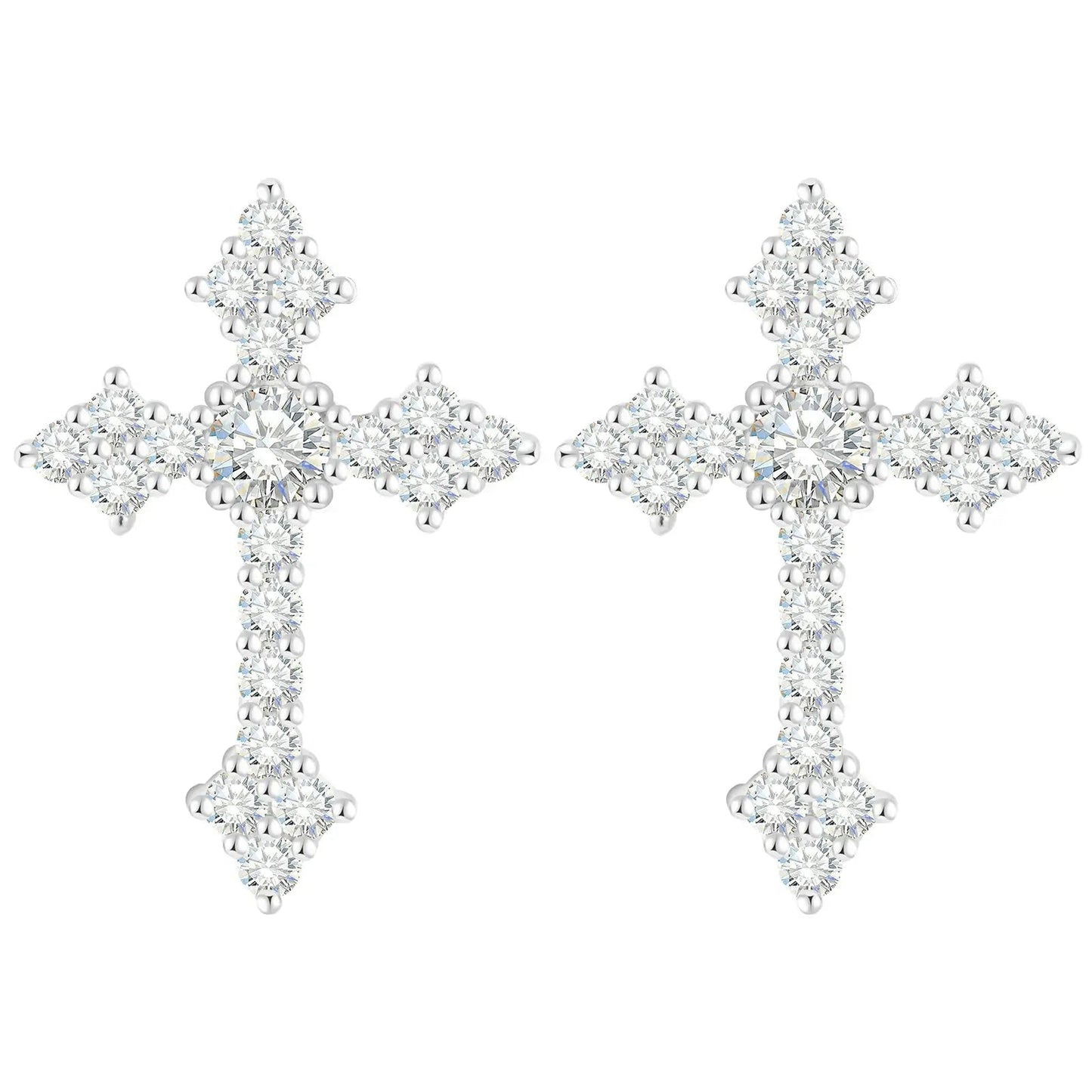 S925 Moissanite Cross Stud Earrings