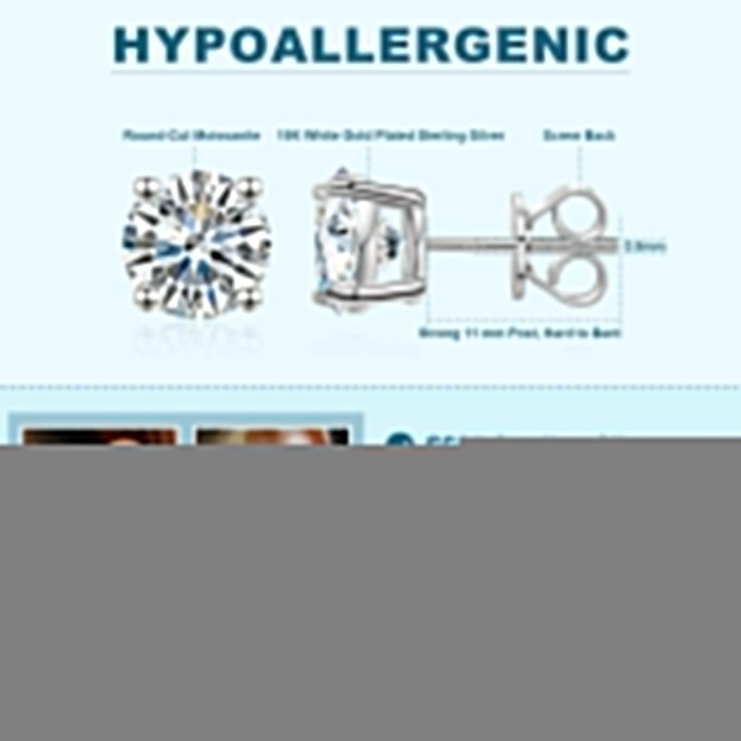 Screw Back Solitaire Moissanite Stud Earrings