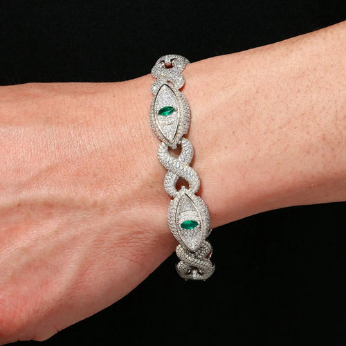 14mm S925 Moissanite Infinity Evil Eye Link Bracelet