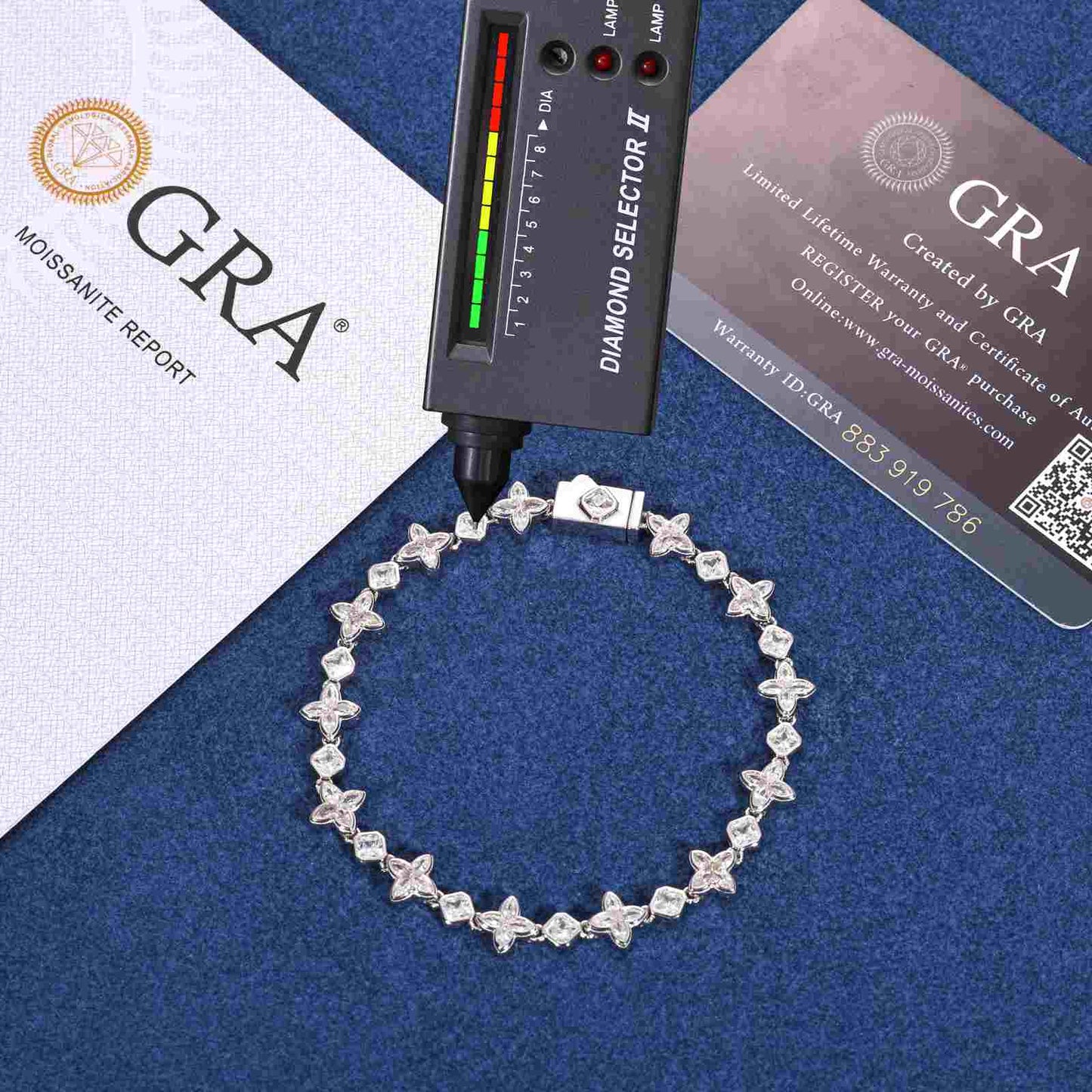 7mm S925 Moissanite Quadrangle Tennis Bracelet