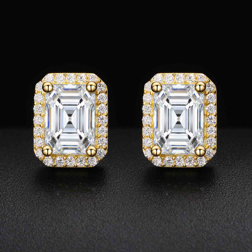 S925 Moissanite Baguette Square Stud Earrings