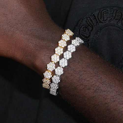 9mm S925 Moissanite Flower Tennis Bracelet