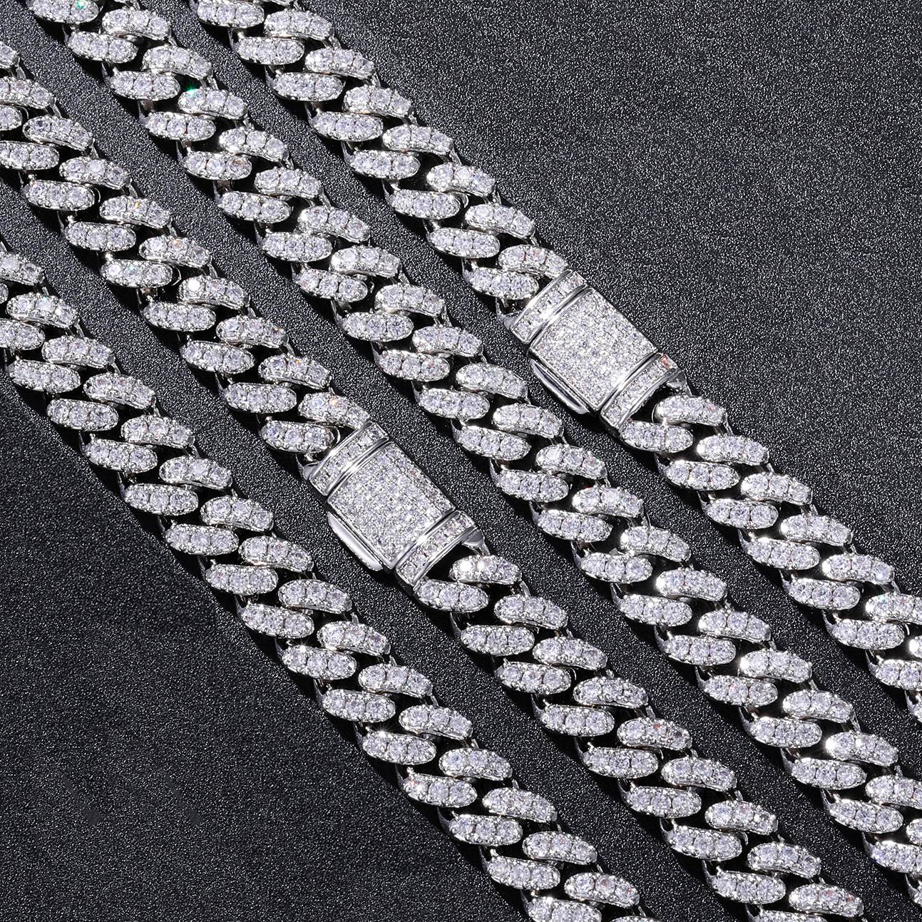 8mm Prong 1 Row CZ Diamond Cuban Link Chain