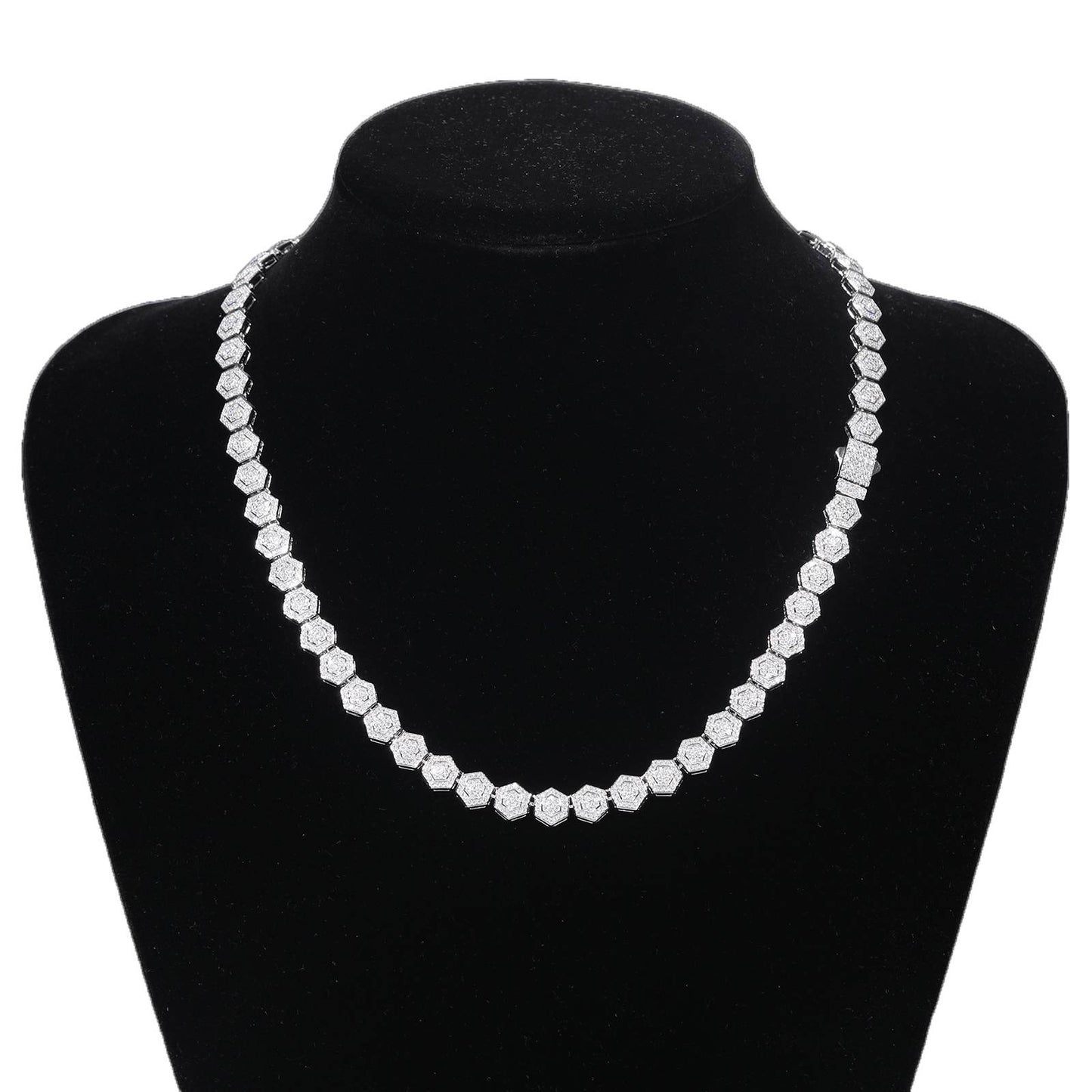 9mm 925 Silver Moissanite Geometric Hexagon Link Chain