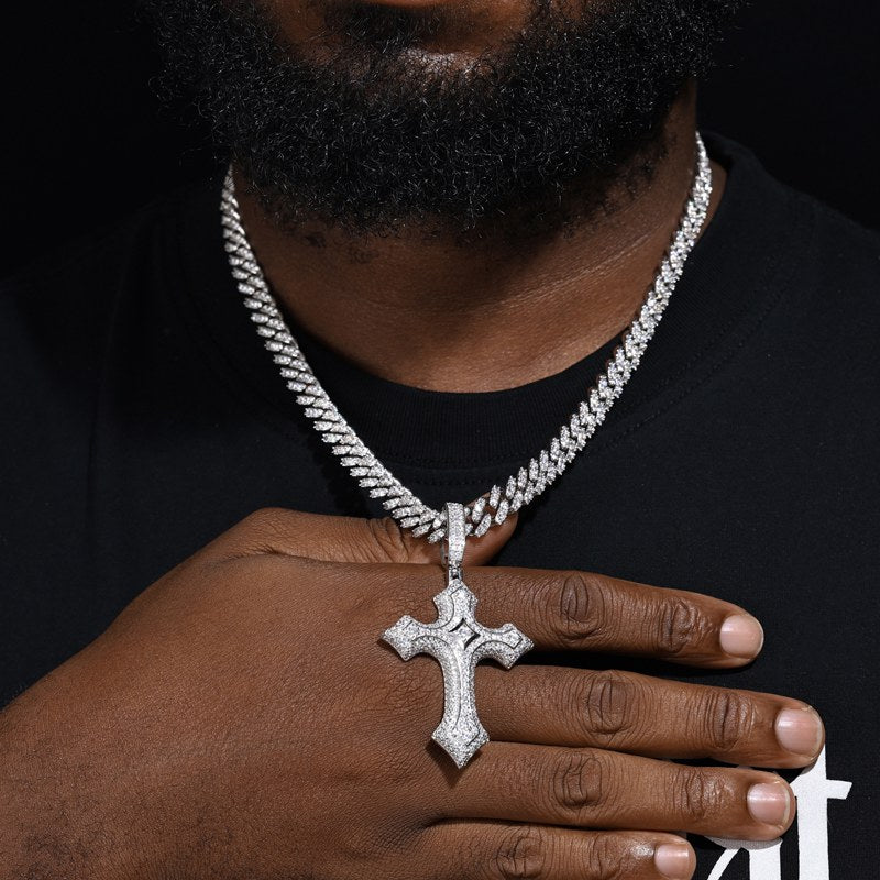 S925 Moissanite 3 Layer Flory Cross Pendant