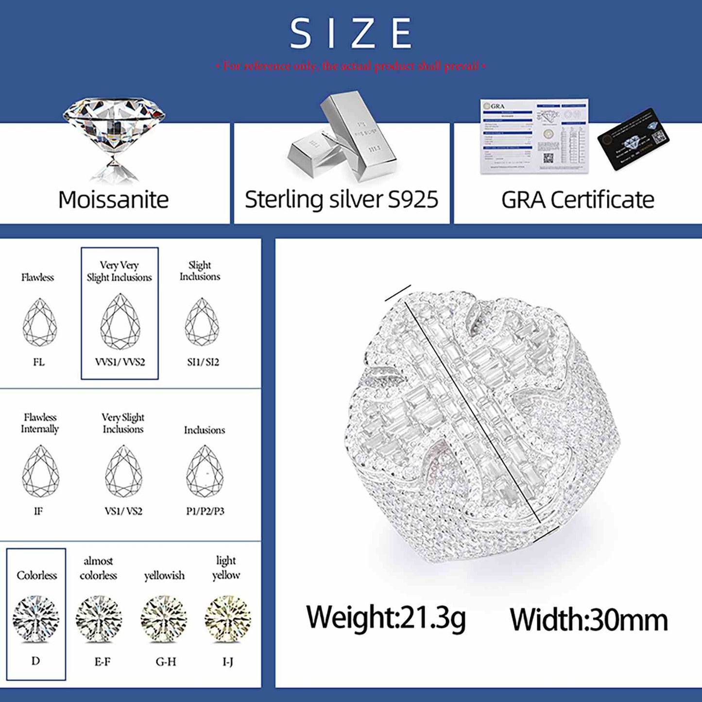 S925 Baguette Moissanite Micro Cross Ring
