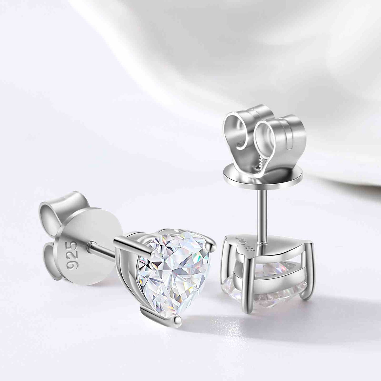 Heart Cut Moissanite Solitaire Stud Earrings