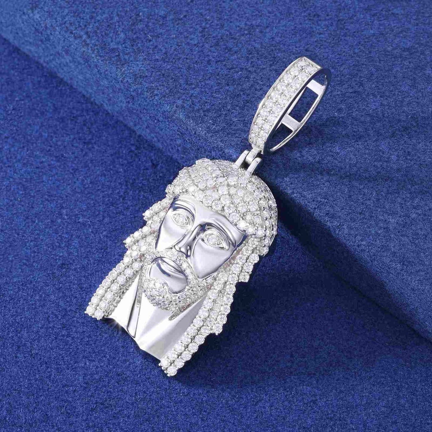 New 925 Moissanite Jesus Head Pendant