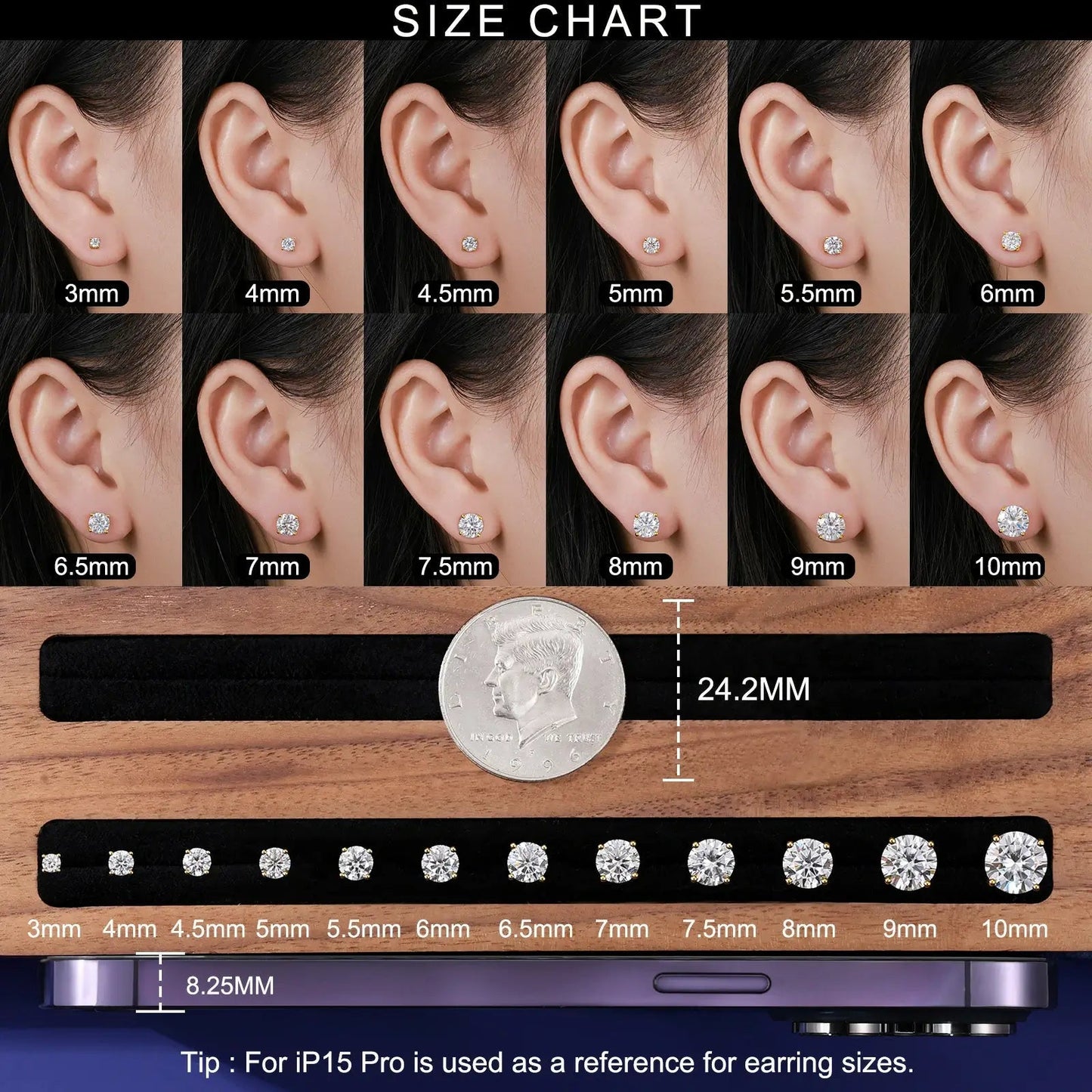 Screw Back Solitaire Moissanite Stud Earrings