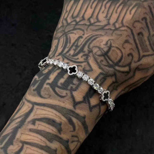4mm S925 Moissanite Tennis Bracelet With Four Leaf Clover