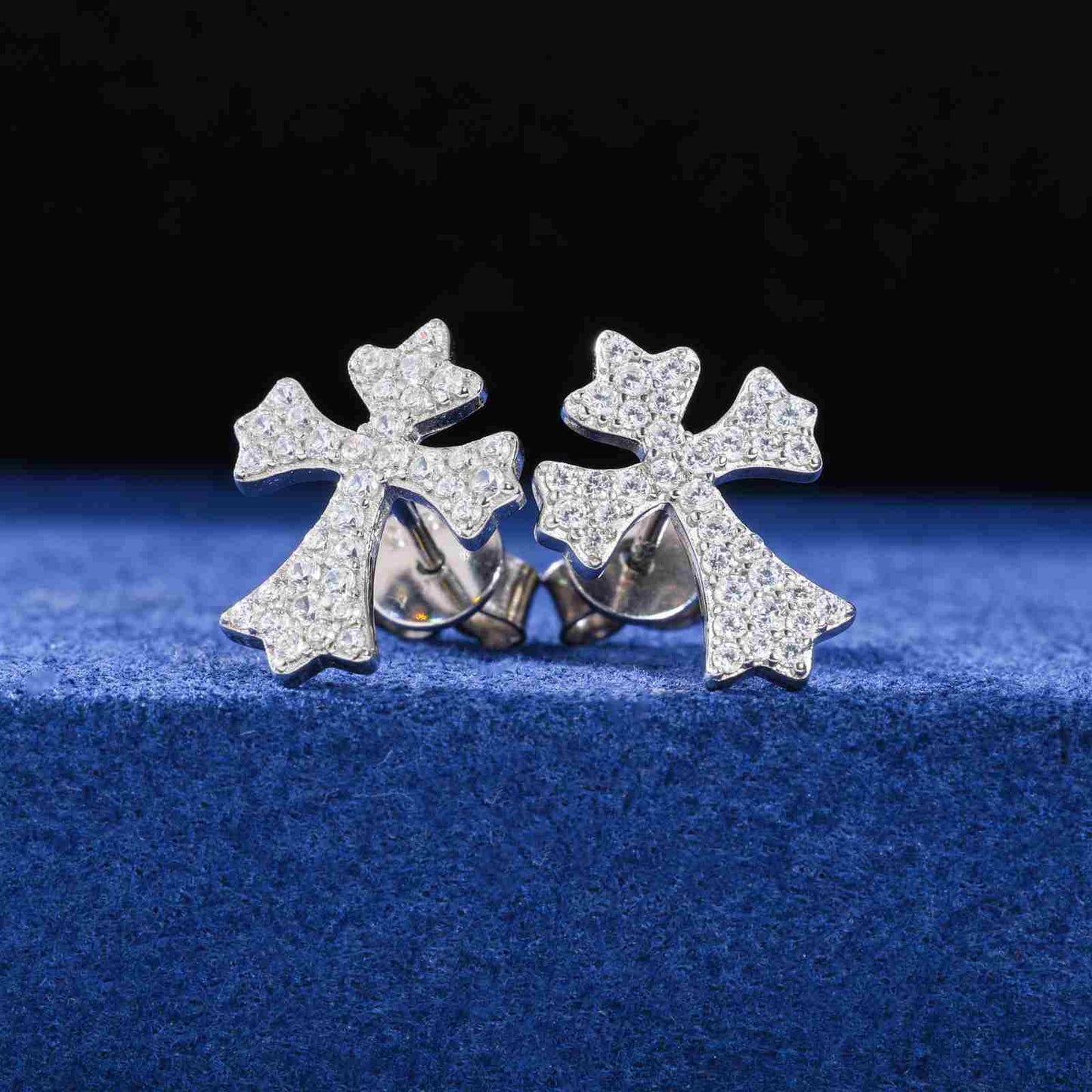 S925 Moissanite Iris Cross Stud Earrings