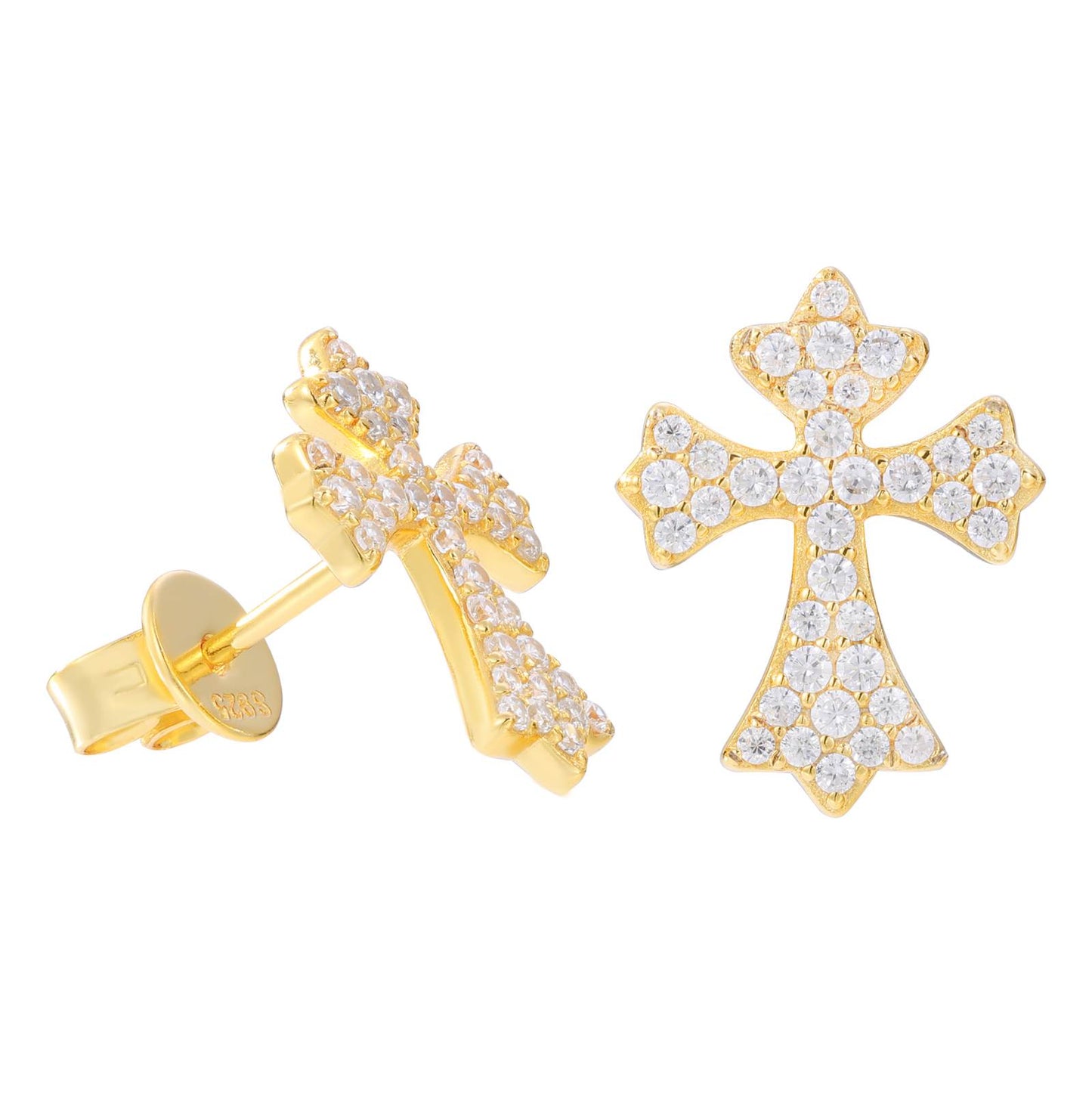 S925 Moissanite Iris Cross Stud Earrings