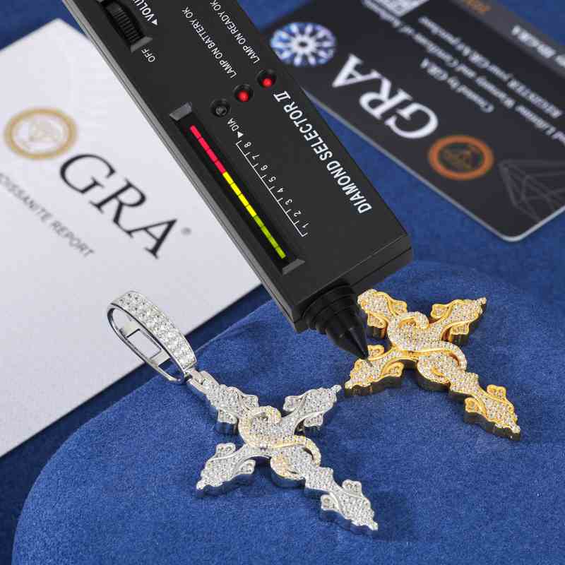 S925 Moissanite Cross Pendant With Letter S