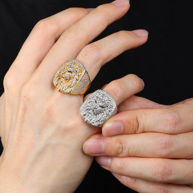 S925 Moissanite Lion Face Ring