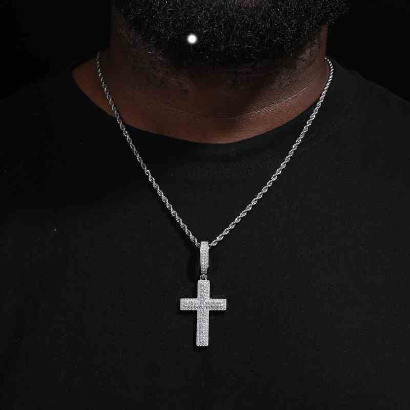 S925 Moissanite 2 Layer Cross Pendant