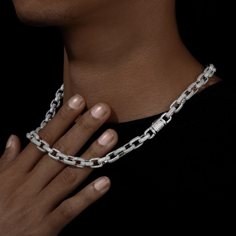 8mm S925 Moissanite Iced Box Link Chain