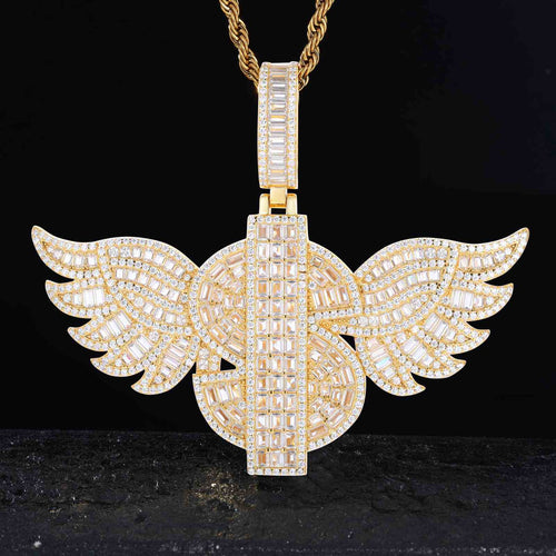 S925 Moissanite US Dollar Wing Pendant