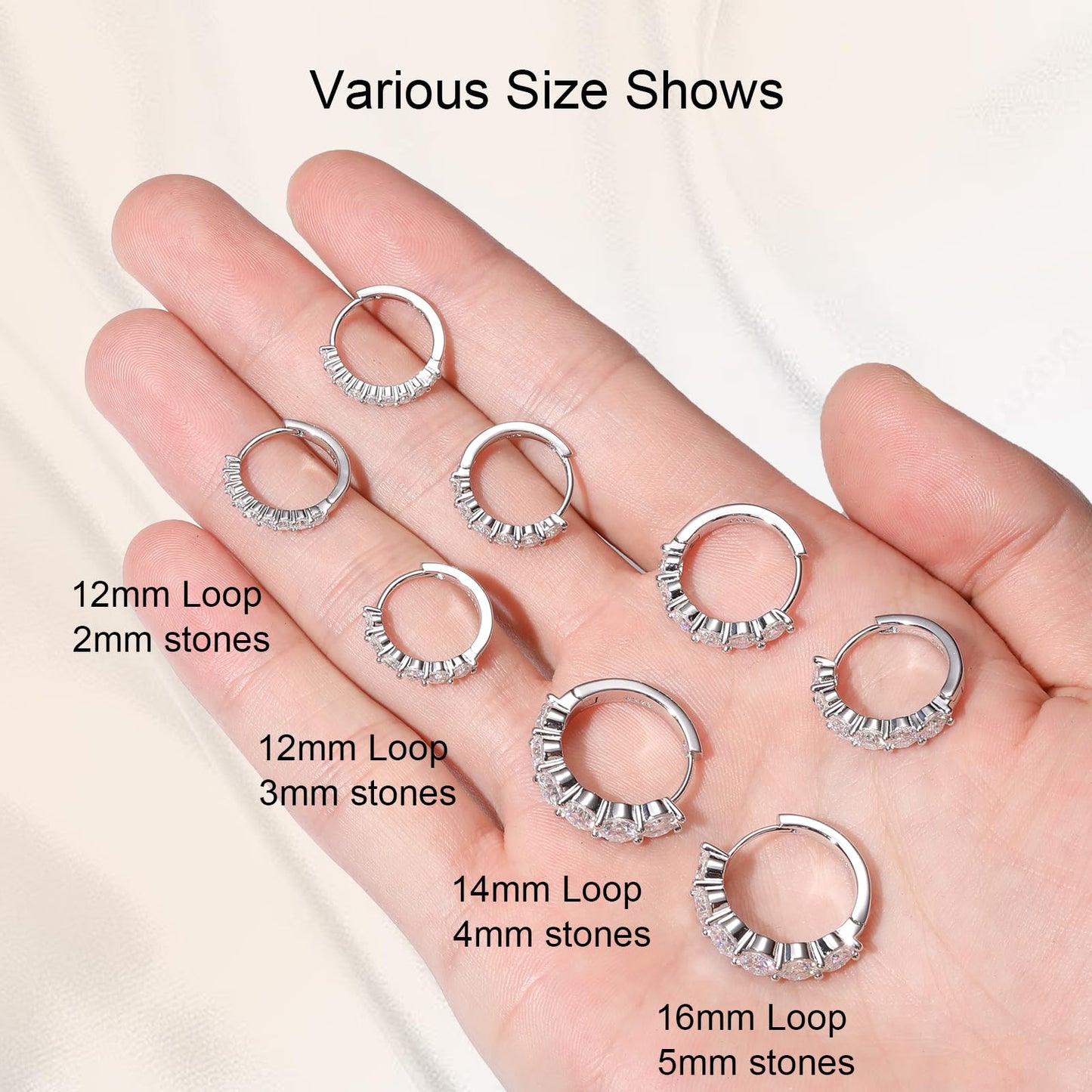 2mm-5mm 1 Row Moissanite Huggie Hoop Earrings