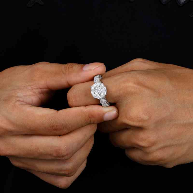 S925 Moissanite Halo Engagement Ring