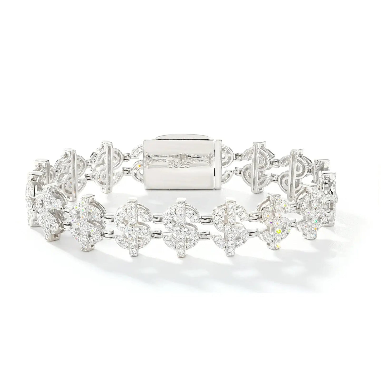 12mm S925 Moissanite US Dollar Link Bracelet