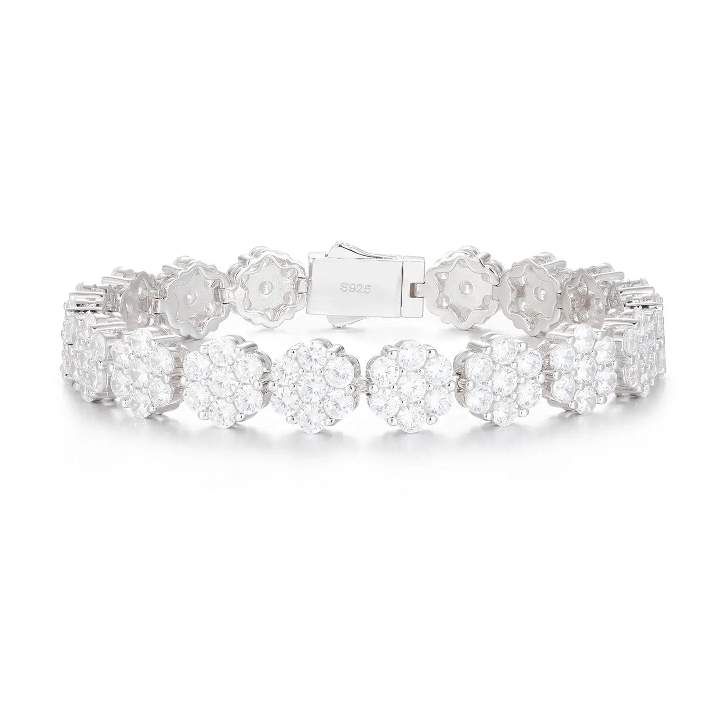 9mm S925 Moissanite Flower Tennis Bracelet