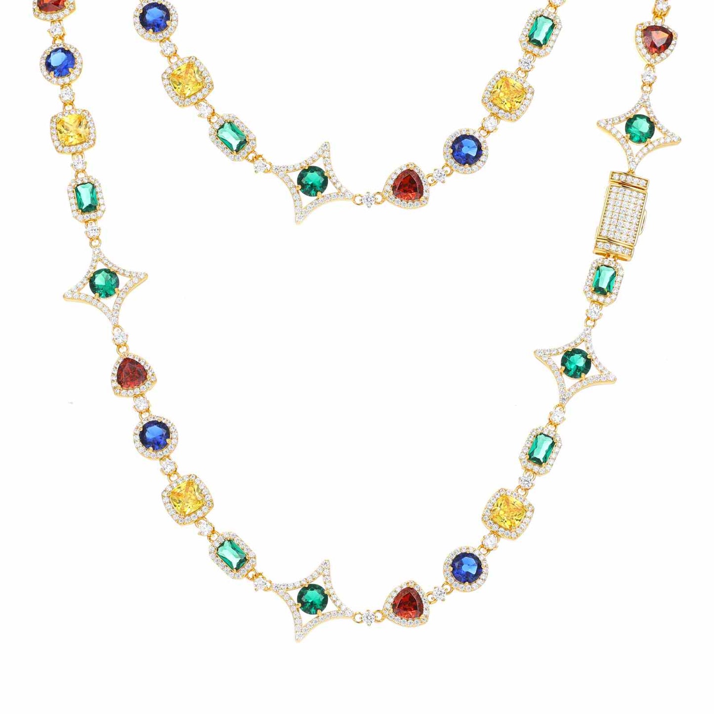 17mm S925 Moissanite Colored Star Halo Tennis Chain