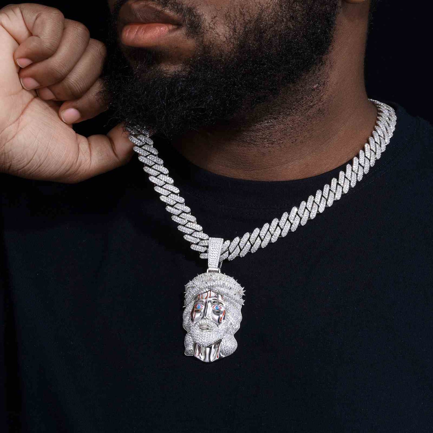 S925 Moissanite Anguished Jesus Head Pendant