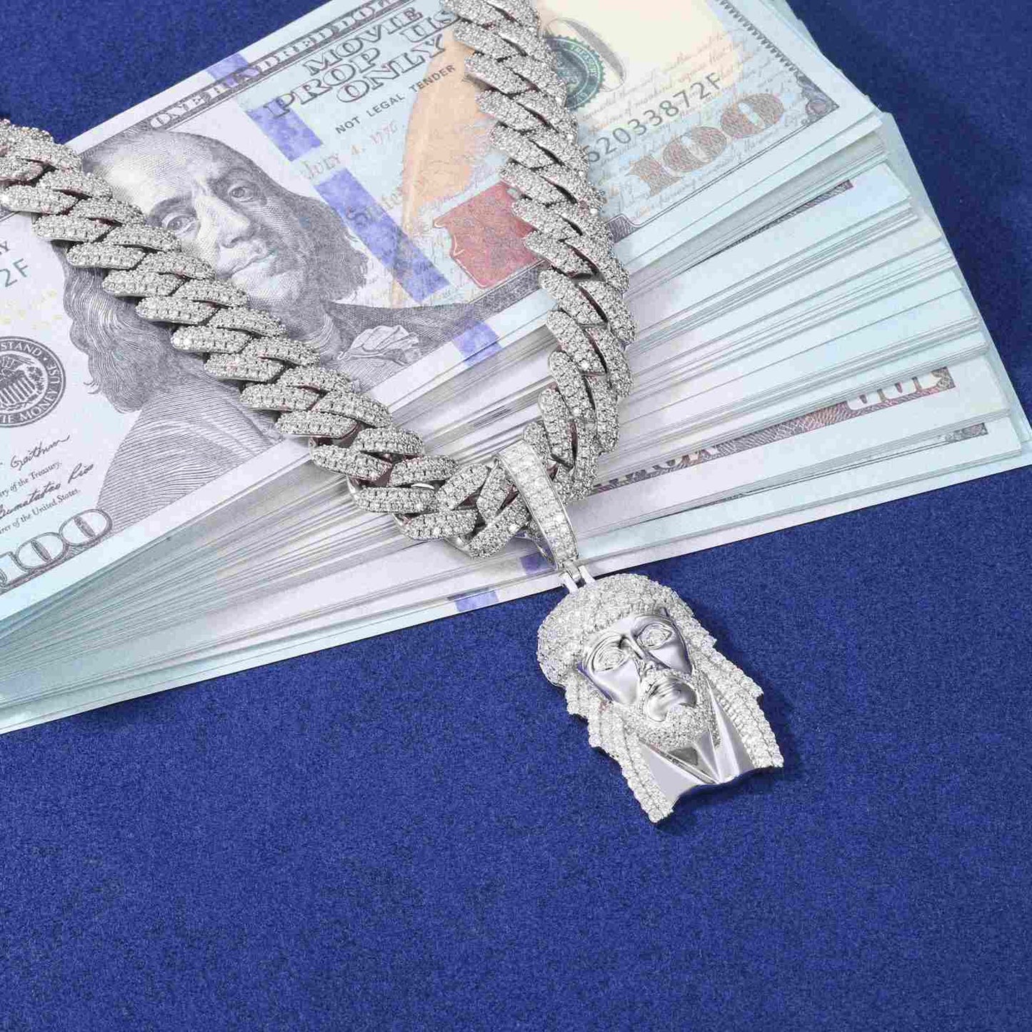 New 925 Moissanite Jesus Head Pendant