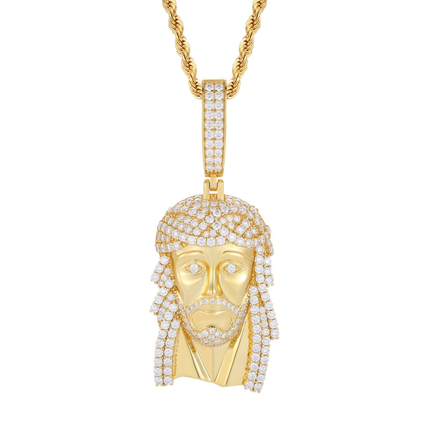 New 925 Moissanite Jesus Head Pendant