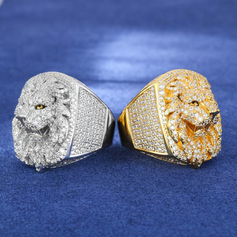 S925 Moissanite Lion Face Ring