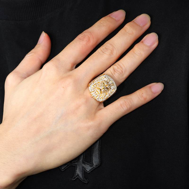 S925 Moissanite Lion Face Ring