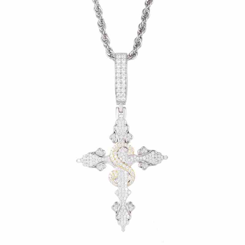 S925 Moissanite Cross Pendant With Letter S