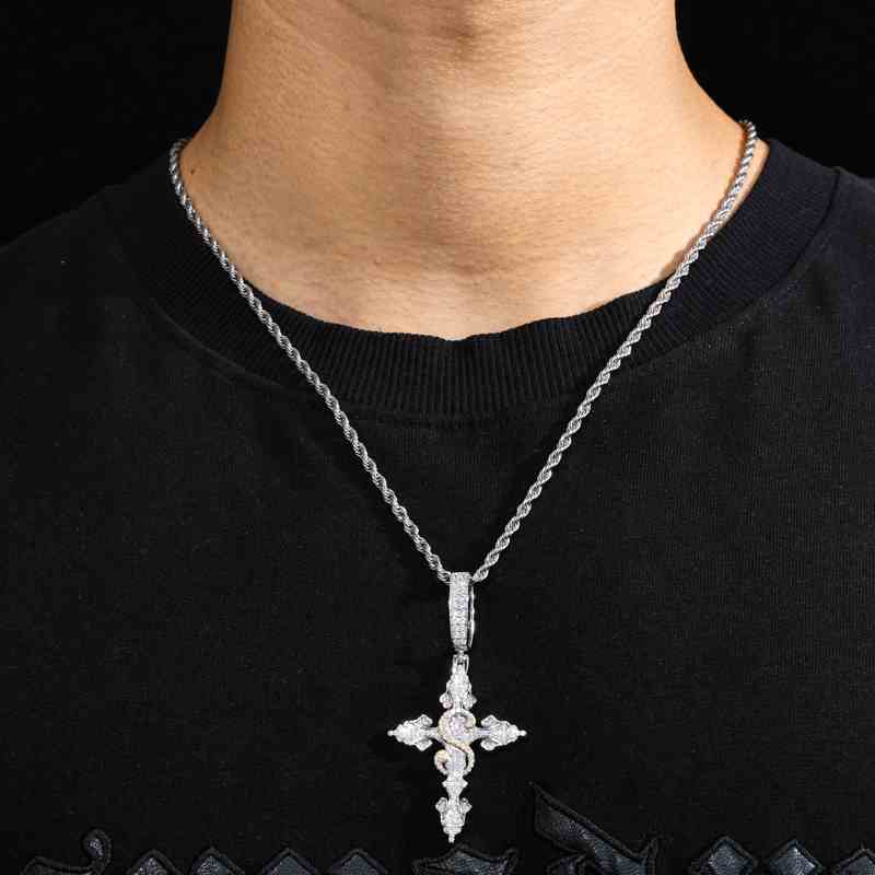 S925 Moissanite Cross Pendant With Letter S